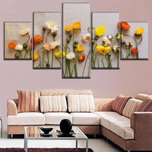 Colourful Flowers 16 - Nature 5 Panel Canvas Art Wall Decor