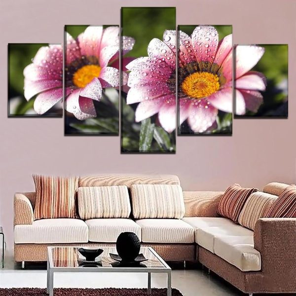 Colourful Flowers 17 - Nature 5 Panel Canvas Art Wall Decor