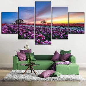 Colourful Flowers 18 - Nature 5 Panel Canvas Art Wall Decor