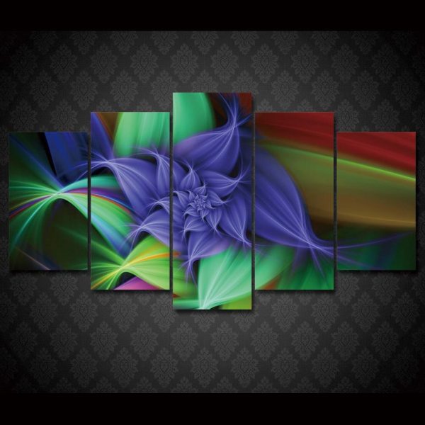 Colourful Flowers - Abstract 5 Panel Canvas Art Wall Decor