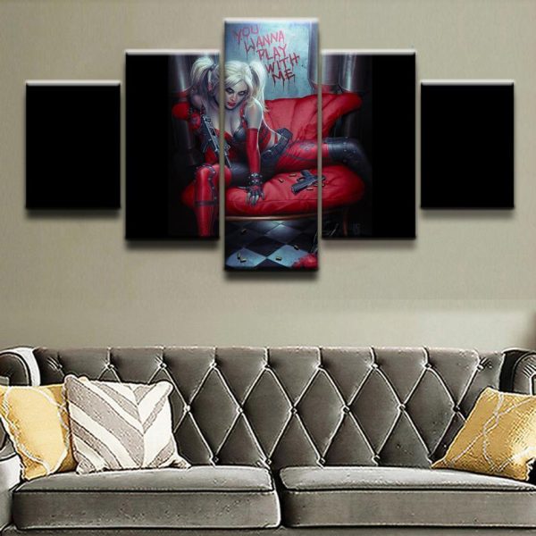 Comics Harley Quinn DC - 5 Panel Canvas Art Wall Decor