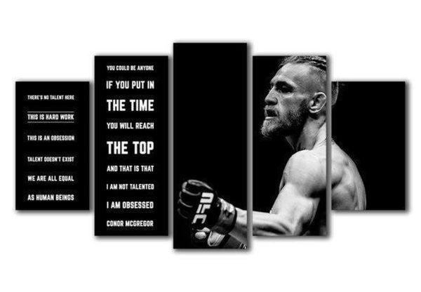 Conor McGregor Black Quote Celebrity - 5 Panel Canvas Art Wall Decor