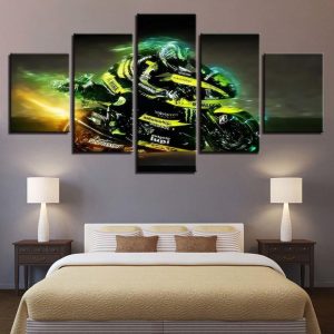 Cool Cross-Country Motorcycle - Automative 5 Panel Canvas Art Wall Decor