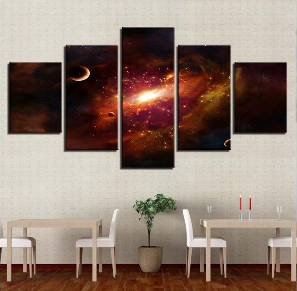 Cosmic Planetary Vortex 2 - Space 5 Panel Canvas Art Wall Decor