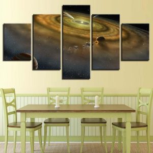 Cosmic Planetary Vortex 3 - Space 5 Panel Canvas Art Wall Decor