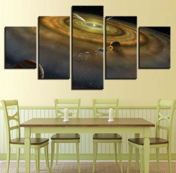 Cosmic Planetary Vortex 3 - Space 5 Panel Canvas Art Wall Decor