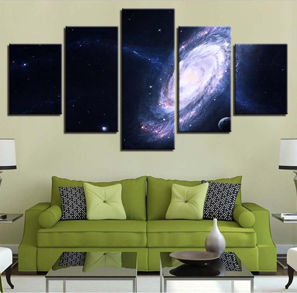 Cosmic Planetary Vortex 4 - Space 5 Panel Canvas Art Wall Decor