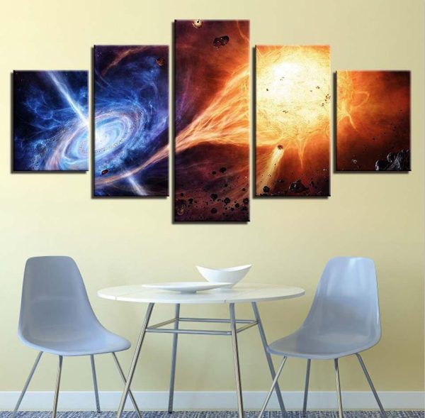 Cosmic Planetary Vortex - Space 5 Panel Canvas Art Wall Decor