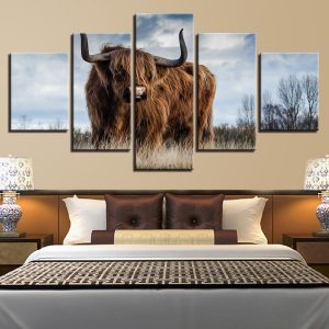 Cow Natural - Animal 5 Panel Canvas Art Wall Decor