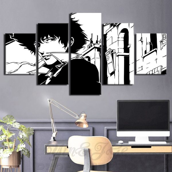 Cowboy Bebop Smoking Anime 4 Pieces - 4 Panel Canvas Art Wall Decor