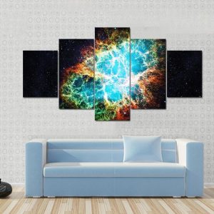 Crab Nebula - Space 5 Panel Canvas Art Wall Decor