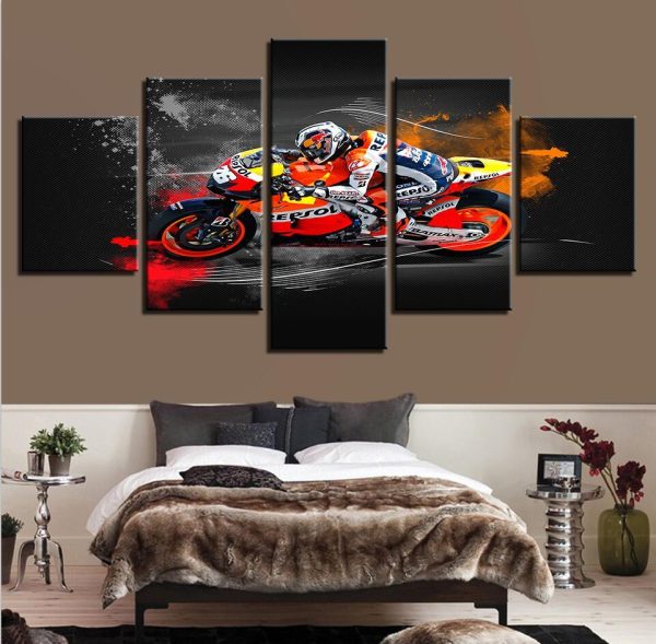 Cross-Country Motorcycle 11 - Automative 5 Panel Canvas Art Wall Decor