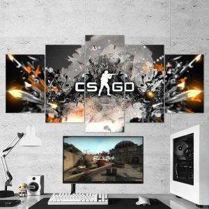 Csgo Counter Strike Global Offensive Logo 01 - Gaming 5 Panel Canvas Art Wall Decor