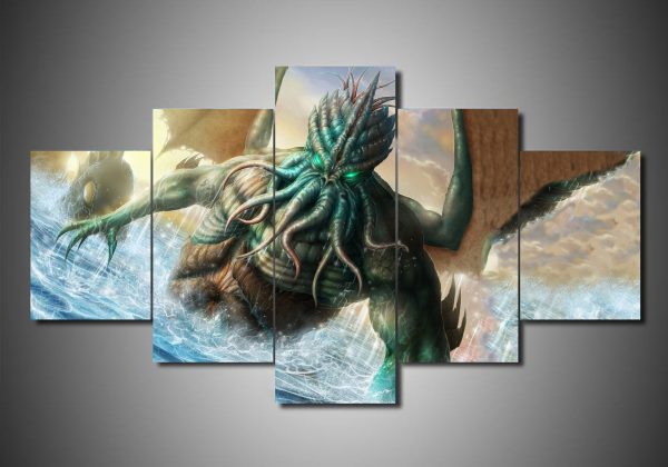 Cthulhu Mythos 1 - Abstract 5 Panel Canvas Art Wall Decor-CV