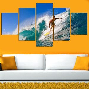 Cuadros In Surfing Waves - Sport 5 Panel Canvas Art Wall Decor