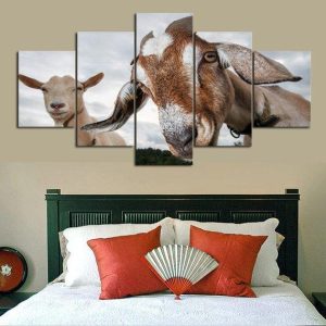 Curious Goat - Animal 5 Panel Canvas Art Wall Decor