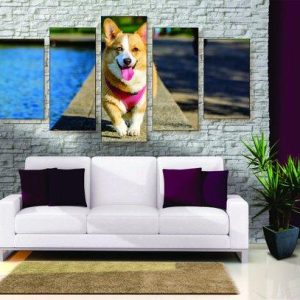 Cute Corgi - Animal 5 Panel Canvas Art Wall Decor