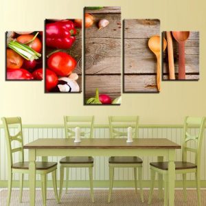 Cutting Block Vegetables - Nature 5 Panel Canvas Art Wall Decor