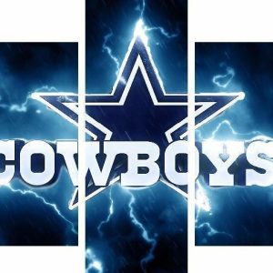 Dallas Cowboys Thunder Football - 5 Panel Canvas Art Wall Decor