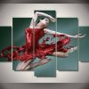 Dance Of The Red Skirt Girl - Abstract 5 Panel Canvas Art Wall Decor