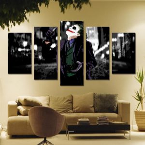 Dark Joker 01 - Movie 5 Panel Canvas Art Wall Decor