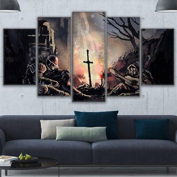 Dark Souls 1 - Gaming 5 Panel Canvas Art Wall Decor