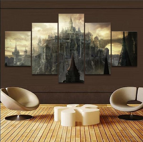 Dark Souls III Castle Gaming - 5 Panel Canvas Art Wall Decor