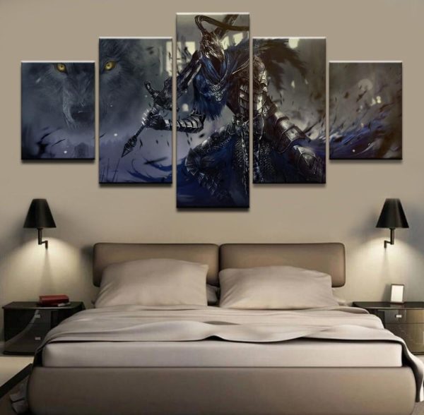 Dark Souls Warrior Gaming - 5 Panel Canvas Art Wall Decor