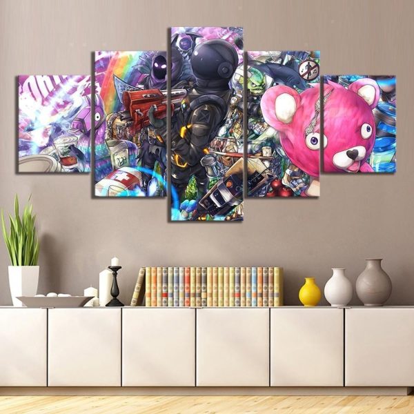 Dark Voyager Raven Fortnite Gaming - 5 Panel Canvas Art Wall Decor