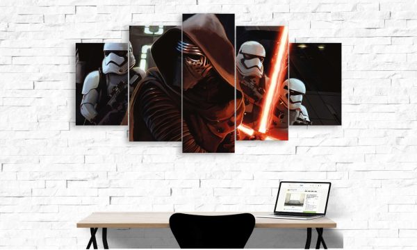 Darth Vader Kylo Ren And White Troopers - Movie 5 Panel Canvas Art Wall Decor