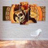 Day Of The Dead Woman - Abstract 5 Panel Canvas Art Wall Decor