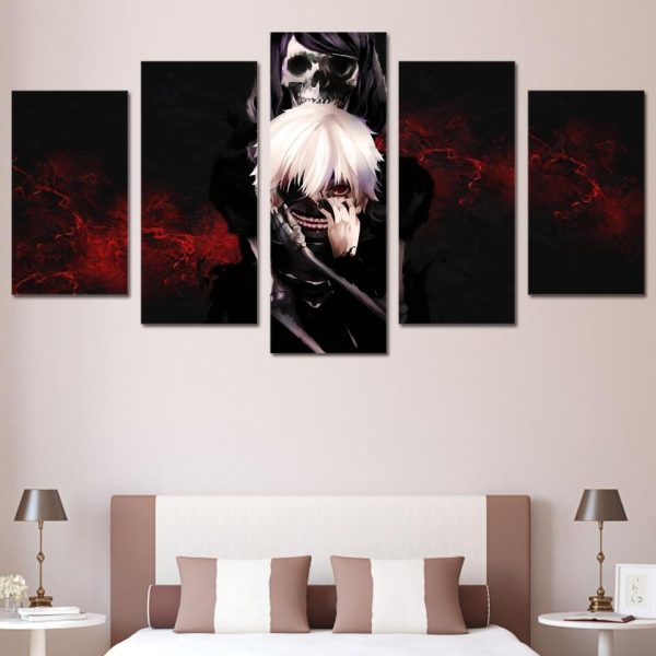 Death Skeleton Skull - Abstract 5 Panel Canvas Art Wall Decor