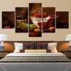 Decor Kitchen Rwine Fruits Classical Restaurant - Wine 5 Panel Canvas Art Wall Decor