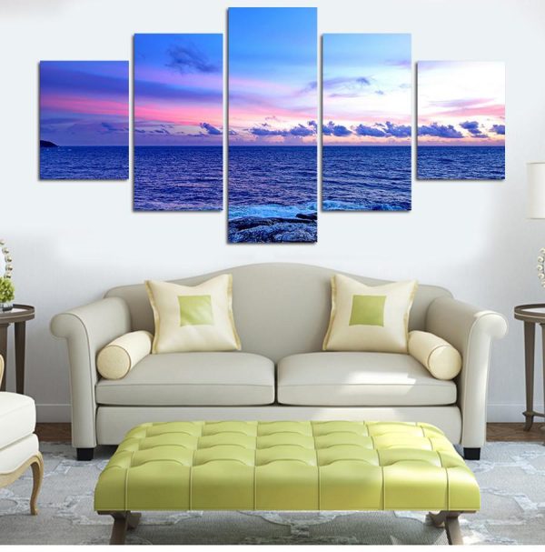 Deep Blue Ocean - Ocean 5 Panel Canvas Art Wall Decor