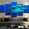 Deep Blue Shark - Animal 5 Panel Canvas Art Wall Decor