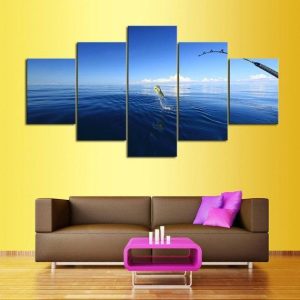 Deep Saltwater - Fishing 5 Panel Canvas Art Wall Decor