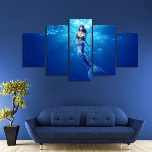 Deep Sea Mermaid 01 - Ocean 5 Panel Canvas Art Wall Decor