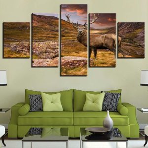 Deer 18 - Animal 5 Panel Canvas Art Wall Decor