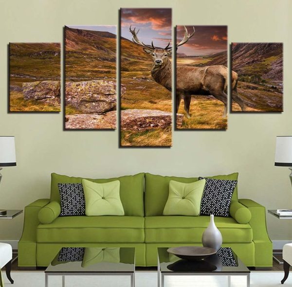 Deer 18 - Animal 5 Panel Canvas Art Wall Decor