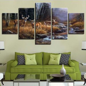 Deer 20 - Animal 5 Panel Canvas Art Wall Decor