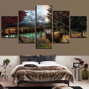 Deer 21 - Animal 5 Panel Canvas Art Wall Decor