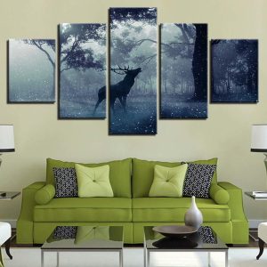 Deer 25 - Animal 5 Panel Canvas Art Wall Decor