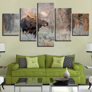 Deer 28 - Animal 5 Panel Canvas Art Wall Decor