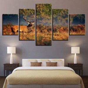 Deer 33 - Animal 5 Panel Canvas Art Wall Decor