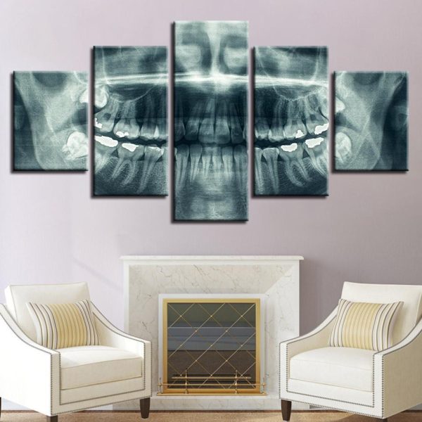 Dental X Ray - Abstract 5 Panel Canvas Art Wall Decor