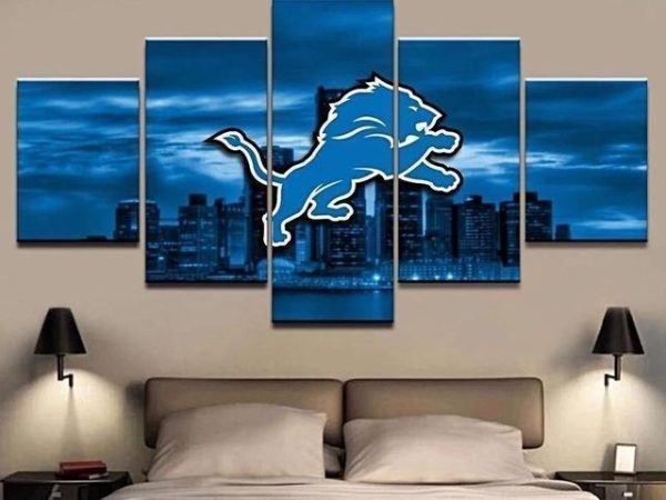 Detroit Lions 2 Sport - 5 Panel Canvas Art Wall Decor