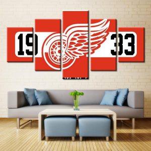 Detroit Red Wings 1933 Logo - Sport 5 Panel Canvas Art Wall Decor