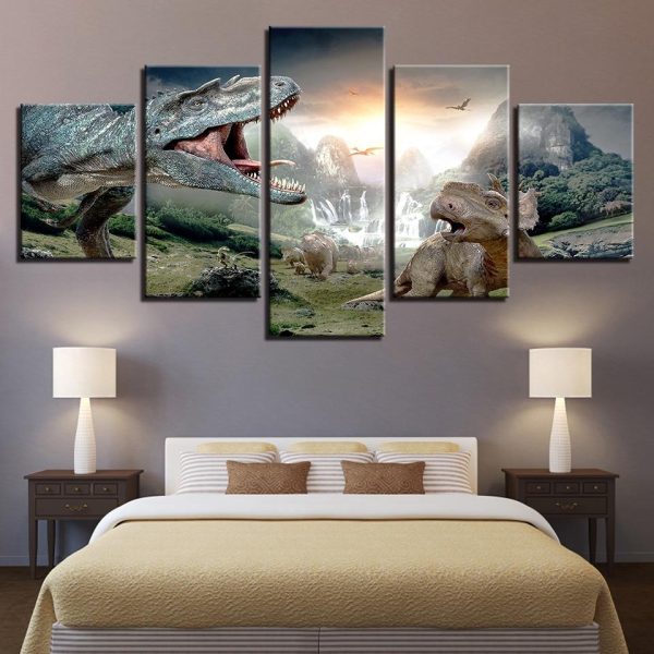 Dinosaur 14 - Animal 5 Panel Canvas Art Wall Decor