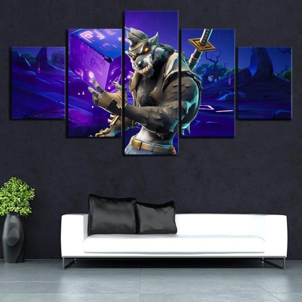 Dire Werewolf Skin Fortnite Gaming - 5 Panel Canvas Art Wall Decor