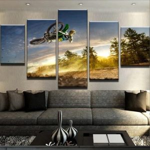 Dirt Bike Motocross 01 - Automative 5 Panel Canvas Art Wall Decor